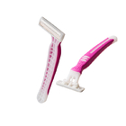 Pink High Performance 3 Blade Disposable Razors With Plastic Rubber Handle
