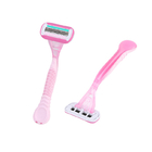 Pink Color Women'S Disposable Razors With Four Stainless Steel Blades