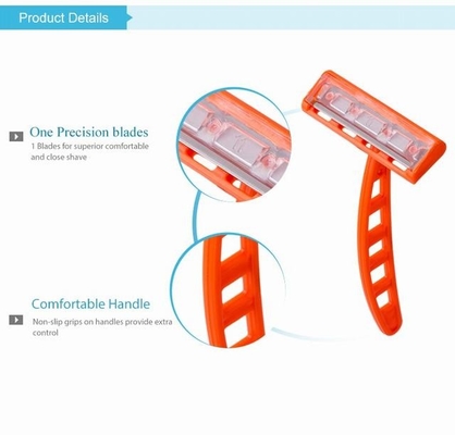 Orange Single Blade Shaving Razor With Ultrasonic Welding Fixed Head