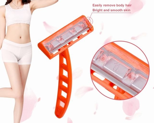 Orange Single Blade Shaving Razor With Ultrasonic Welding Fixed Head