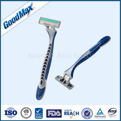 Rubber Grip Mens Disposable Razors Customer Logo With Pivoting Rounded Head