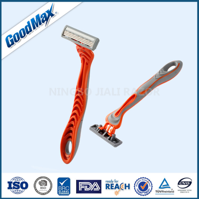 Orange Color Three Blade Razor , Smooth And Comfortable Plastic Shaving Razor