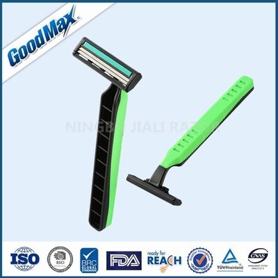 Green / Black Twin Blade Disposable Razor Anti - Drag Blades For Face Body Underarm