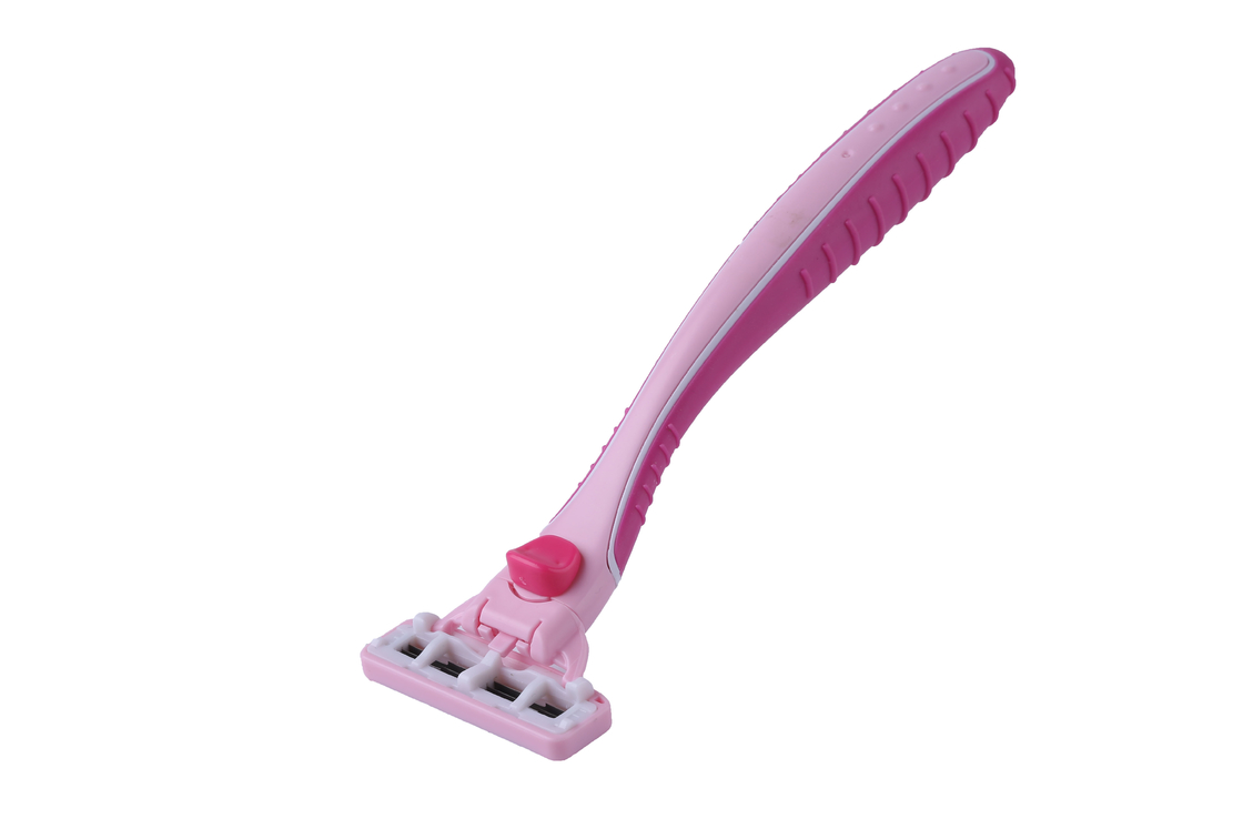 Portable Non - Slip Pink Female System Razor L - Shaped With Open Back Head